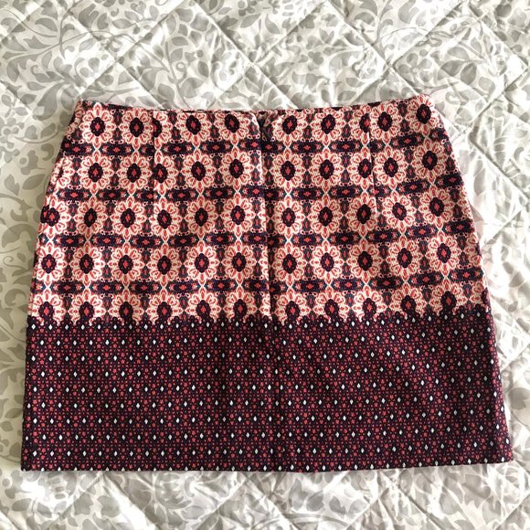 TOPSHOP Red tile border skirt 4 - Picture 8 of 10